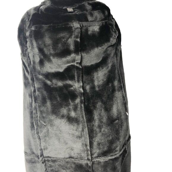 Vintage Y2K 2000s Express Black Suede Faux Shearling Long Heavy Coat - Picture 7 of 8